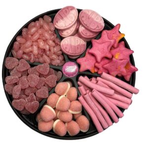 Roze snoep platter, leuk voor een thema feestje, geboorte feestje of gender reveal party