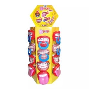 Funny pacifier with a strawberry lollipop inside