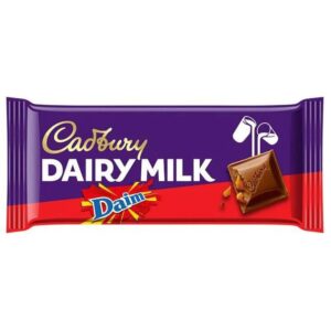 Cadbury chocolade uit Engeland met een romige melkchocolade met daarin stukjes Daim