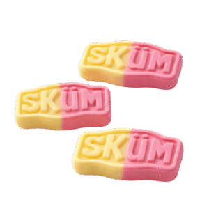 Heerlijk Zweedse snoepjes van het merk Skum in de smaak van Strawberry Banana