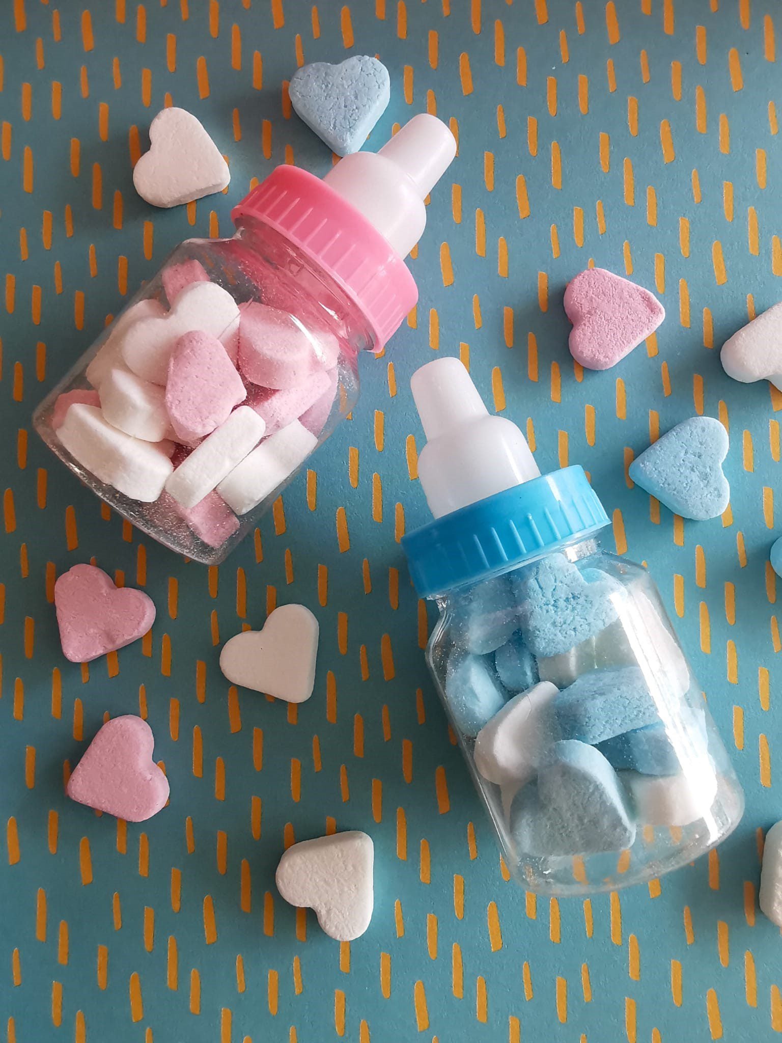 Baby bottles pink blue