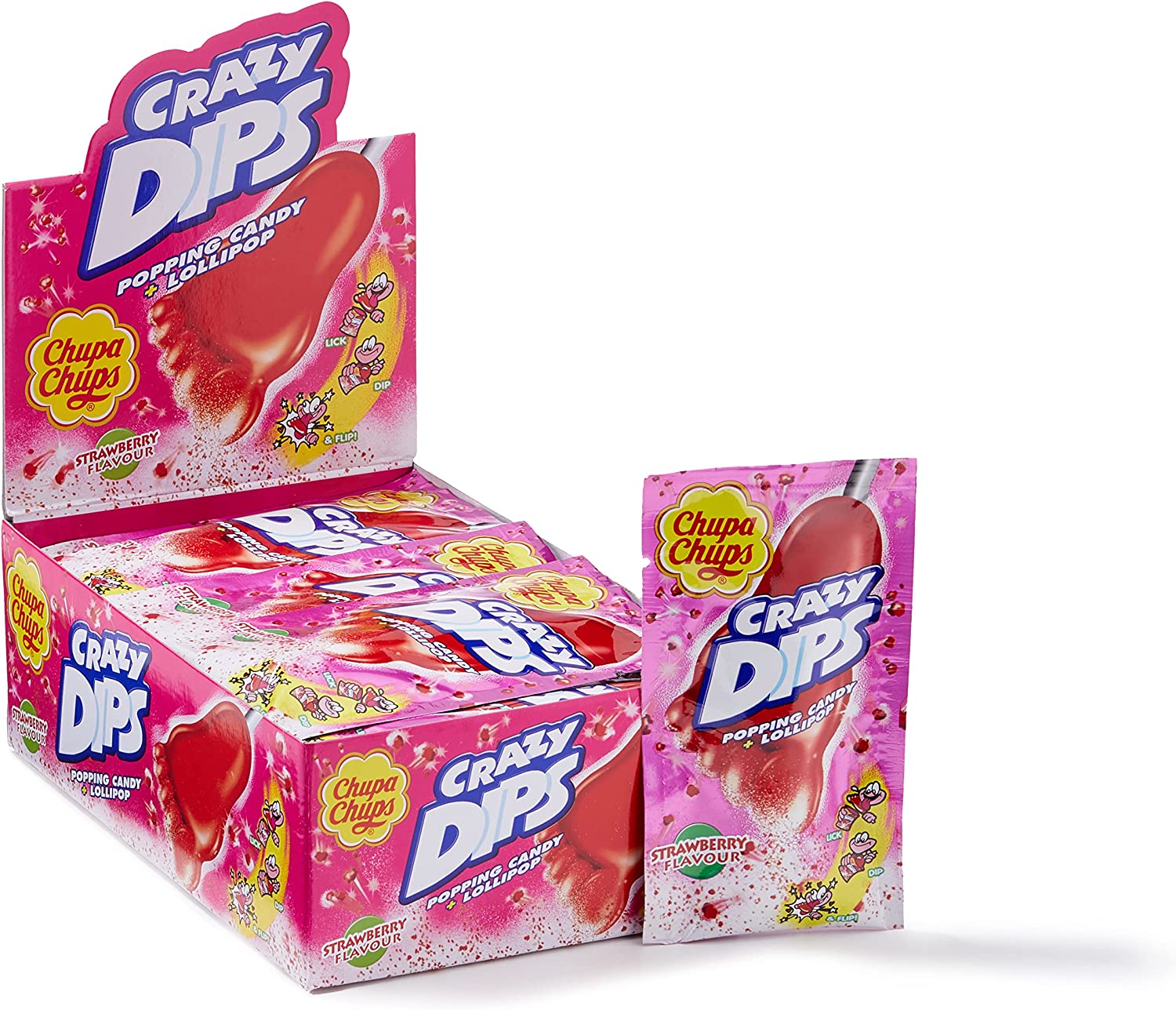 Chupa chups crazy dips aardbei 24 stuks
