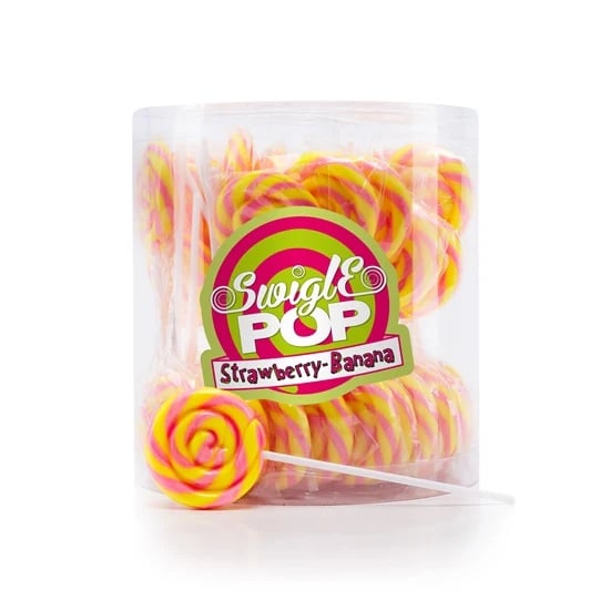 Mini Strawberry Banana lolly, 50 stuks